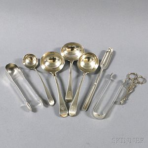 Eight English Sterling Silver Flatware Serving Items