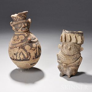 Two Chancay Anthropomorphic Pottery Vessels