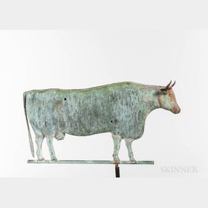 Molded Sheet Copper and Cast Iron Cow Weathervane