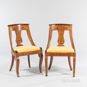 Pair of Biedermeier Fruitwood Side Chairs