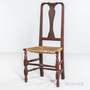 Queen Anne Red-washed Rush-seat Side Chair