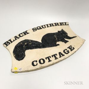 "Black Squirrel Cottage" Shield-shaped Painted Sign