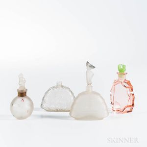 Four French Art Deco Glass Perfumes