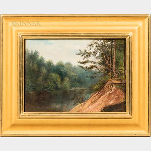 Daniel Kotz (American, 1848-1933) Two Wooded Landscapes: Riverbank