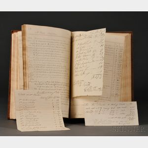 Medical Manuscript Account Ledger of Dr. William Barber (1767-1852) and Six Surgical Lapneedle Documents.