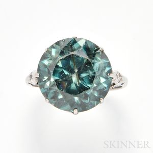 Silver and Blue Zircon Ring