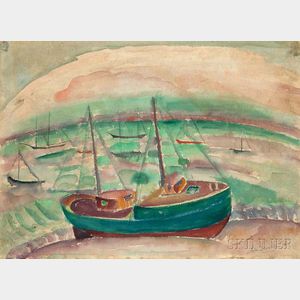 William Zorach (American, 1887-1966) Vessel in a Harbor