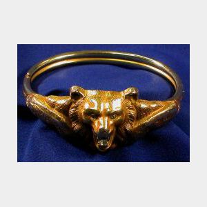 Art Nouveau 14kt Gold and Diamond Bangle Bracelet
