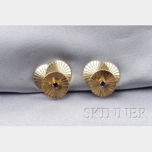 14kt Gold and Sapphire Earclips