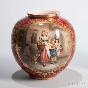 Royal Bonn Porcelain Vase Depicting a Flower Seller