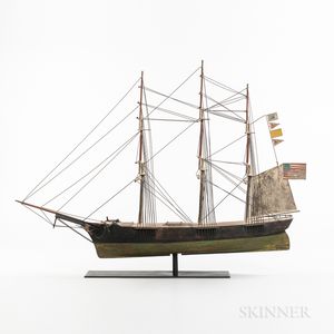 Carved and Painted Clipper Ship Weathervane