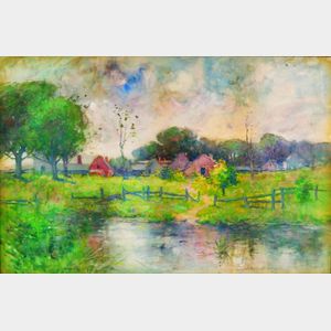 Anna Van Cleef Dodgshun (American, fl. 1882-1915) The Village Path to the River