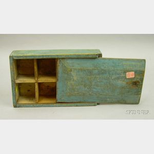 Blue-painted Pine Spice Box with Sliding Lid
