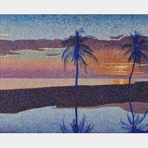 Michael Vinson Clark [called Clark V. Fox] (American, b. 1946) Sunset with Palm Trees, Florida