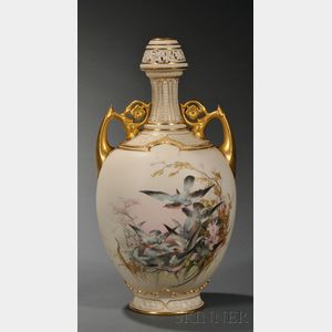 Worcester Porcelain Charles Baldwyn Decorated Vase