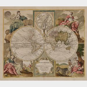 World Map. Giambattista Albrizzi (1698-1777) Mappamondo o sia Descrizione Generale Del Globo Terrestre ed Acquatico