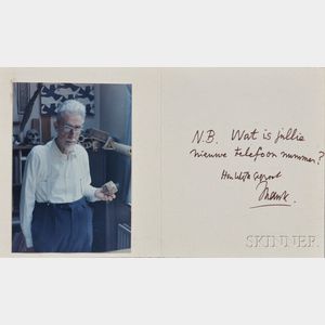 Escher, Maurits Cornelis (1898-1972) Signed Card with Photo, 1971.