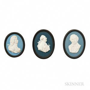 Three Wedgwood Bert Bentley Tricolor Jasper Portrait Medallions