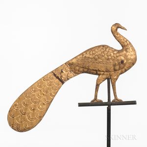 Molded and Gilded Sheet Copper Peacock Weathervane