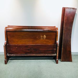 Late Federal Mahogany Sleigh Bed and a Pair of Renaissance-revival Carved Walnut Side Chairs