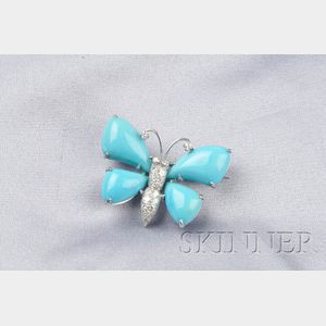 Platinum and Diamond Butterfly Brooch