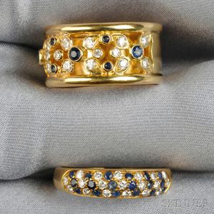 Two 18kt Gold, Sapphire, and Diamond Rings