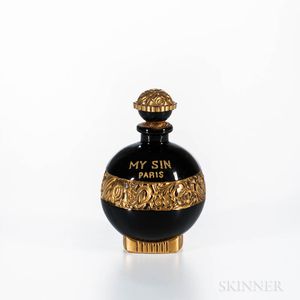 Gabilla "My Sin" Black Glass and Gilt Perfume