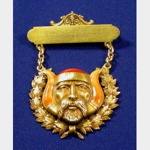 14kt Gold and Enamel Medal Brooch