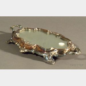 Diminutive French Louis XV-style Silverplate Mirrored Plateau