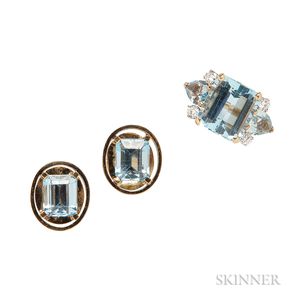 Aquamarine Ring and Earrings