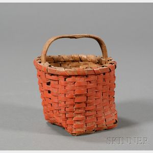 Small Red-painted Woven Splint Basket