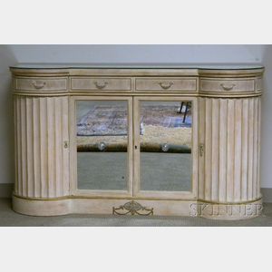 Neoclassical-style Painted Wood and Mirrored Sideboard.