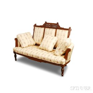 Renaissance Revival Carved Walnut Upholstered Settee