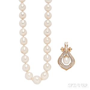 Ringed South Sea Pearl Necklace and Pendant