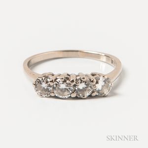 14kt White Gold and Four-diamond Ring