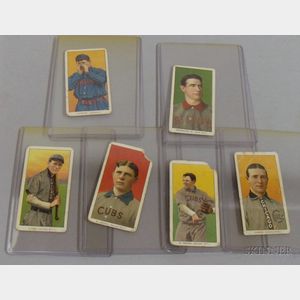 Six 1909-1911 T206 Sweet Caporal Cigarettes Baseball Cards