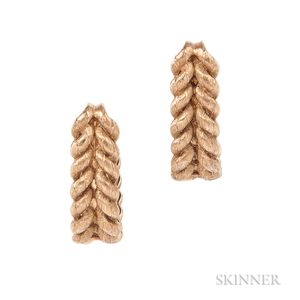 Pair of 14kt Gold Braided Cuff Links