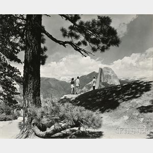 Ansel Adams (American, 1902-1984) Five Photographs of Yosemite Valley: Including views of Nevada Fall, Mirror Lake, Half Dome as seen f