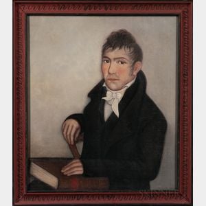 Ammi Phillips (New York/Connecticut, 1788-1865) Portrait of a Gentleman with His Hand on a Book