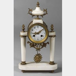 French Marble and Ormolu Mounted Louis XVI-style Mantel Clock