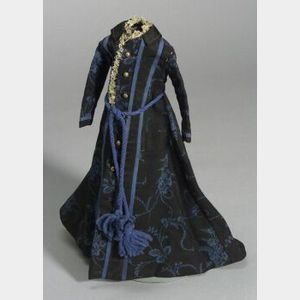 Dark Blue and Black Printed Wrapper for a Fashionable Doll