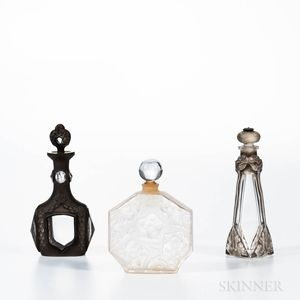 Three French Molded and Etched Glass Perfumes