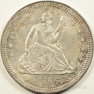 1855 Seated Liberty Quarter, Choice Uncirculated