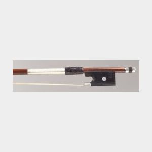 Silver Mounted Violin Bow, Otto Durrschmidt, the octagonal stick stamped *OTTO DURRSCHMIDT* at the butt and bearing makers mark on the