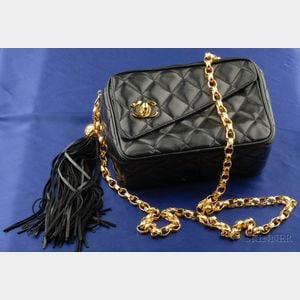 Black Leather Shoulder Bag, Chanel