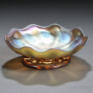 Tiffany Gold Favrile Footed Dish
