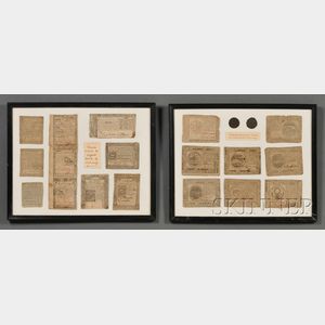 Six Framed Collections of Colonial and Continental Currency
