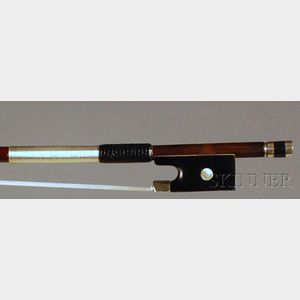 French Nickel Mounted Violin Bow, Francois and Roger Lotte, c. 1935