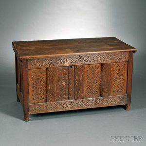 Carved Oak and Pine Joined Chest