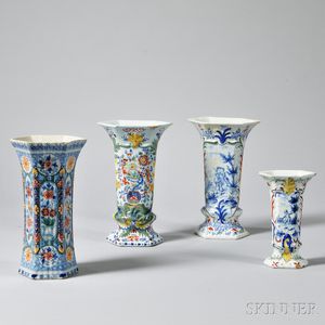 Four Delft Polychrome-decorated Vases
